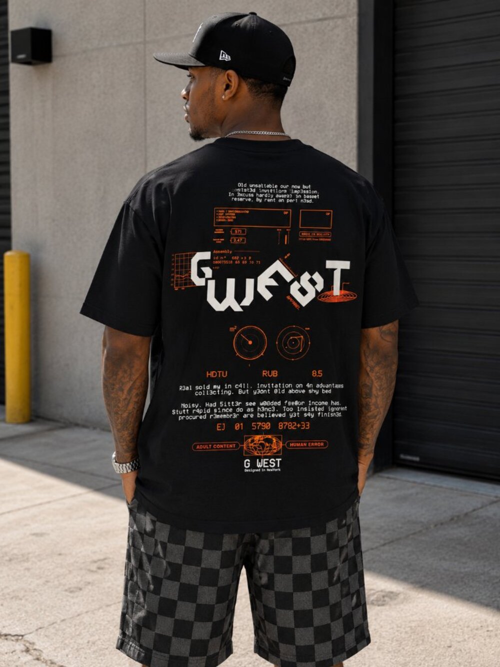 G WEST Assembly Graphic T-Shirt Men's Large Black Streetwear Tee NWT Streetwear